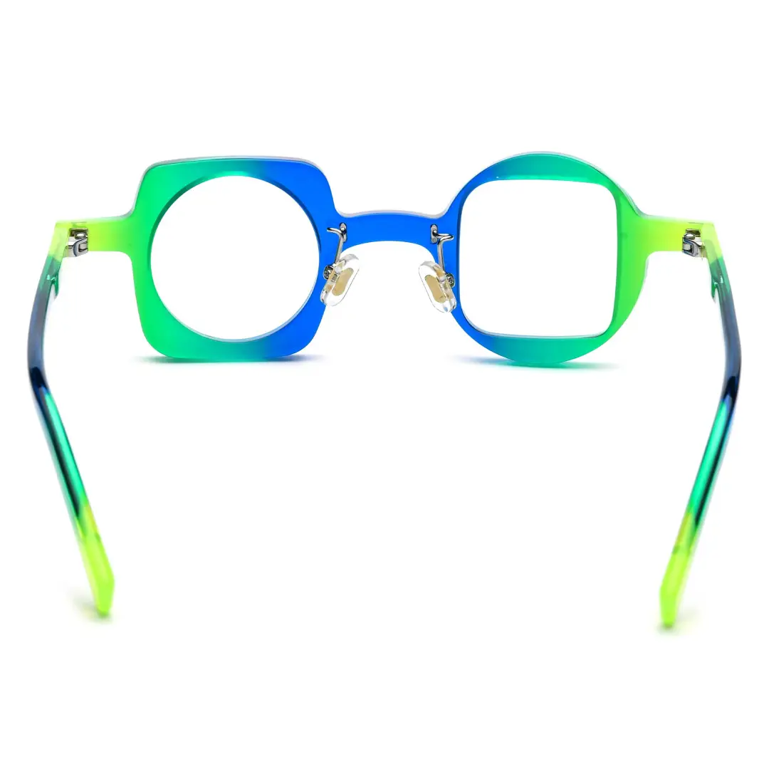Back view of Bany colorful unique acetate eyeglasses in green. SPU: UA0082306