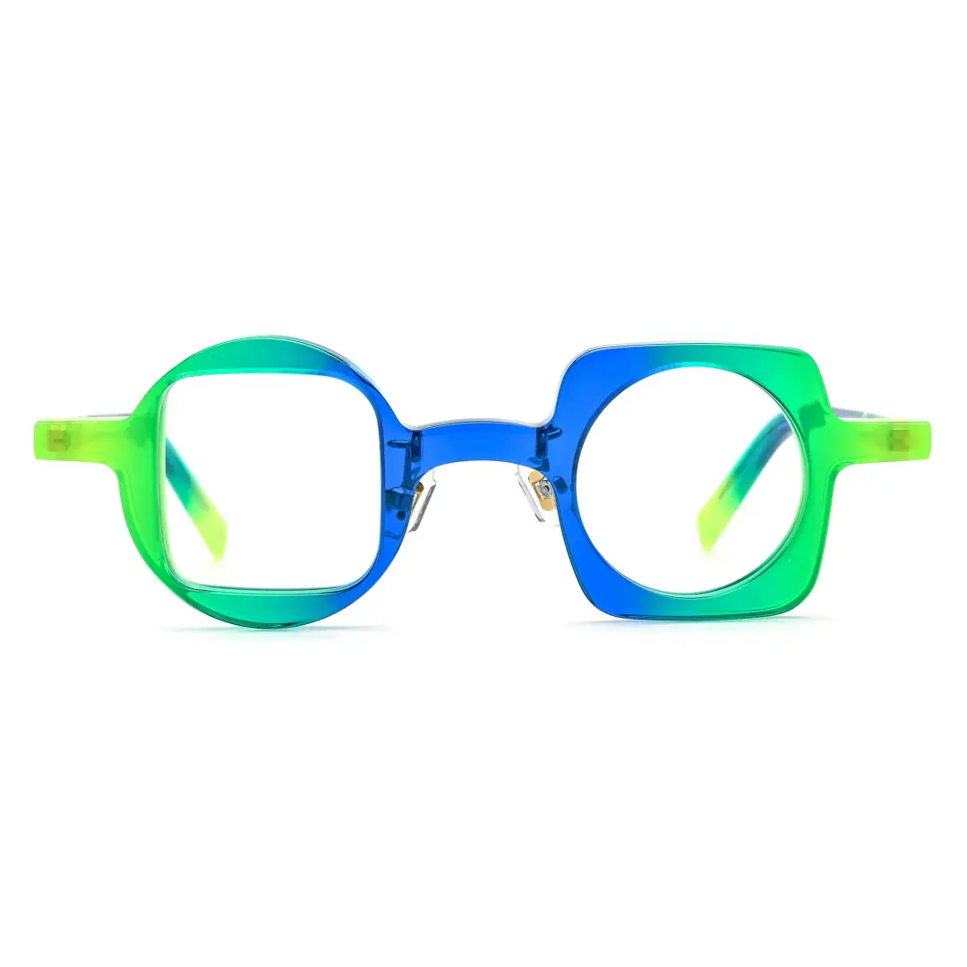 Front view of Bany colorful unique acetate eyeglasses in green. SPU: UA0082306