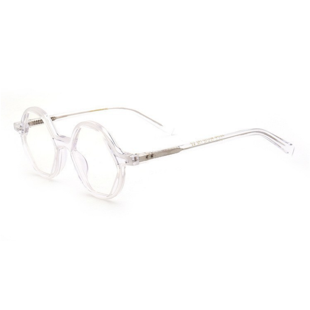 Angle view of Ida vintage unique acetate eyeglasses UA0142209 in white