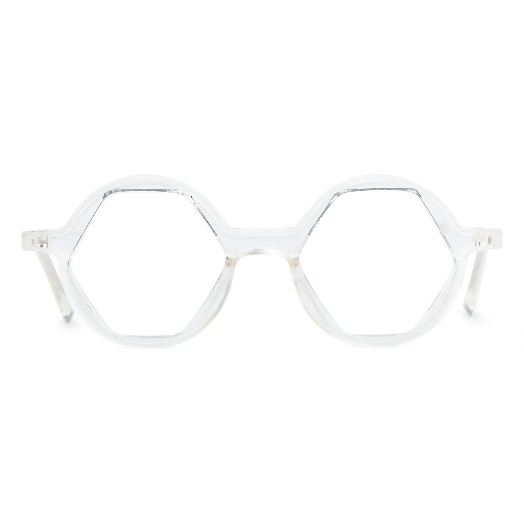 Front view of Ida vintage unique acetate eyeglasses UA0142209 in white