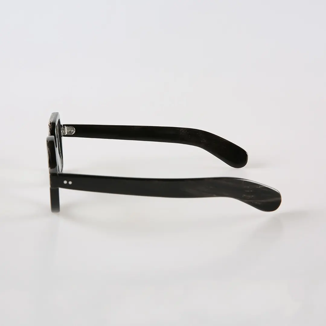 Side view of Ridge unique natural ox horn handcrafted eyeglasses UO0282511 in black