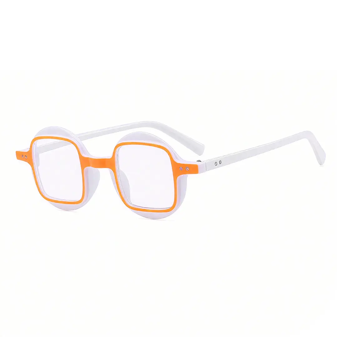 Angle view of Lay unique pc eyeglasses UP0082304 in orange