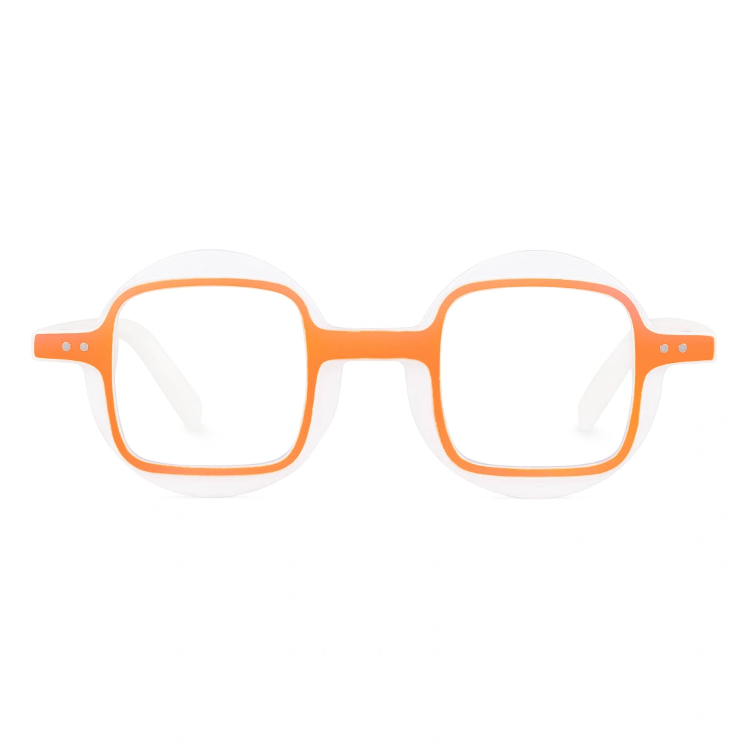Front view of Lay unique pc eyeglasses UP0082304 in orange