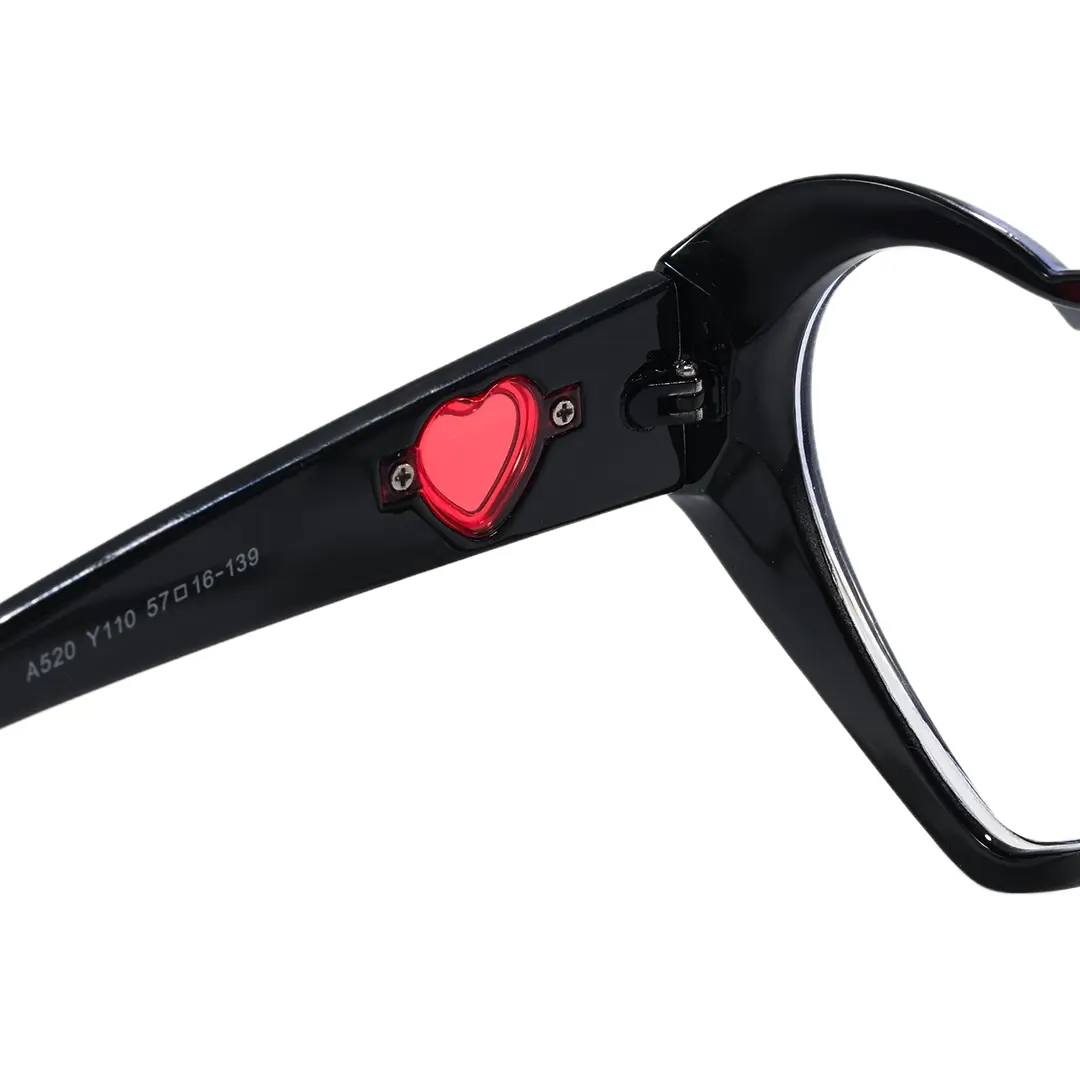 Hinge detail of Hespera y2k unique pc eyeglasses UP0232604 in black