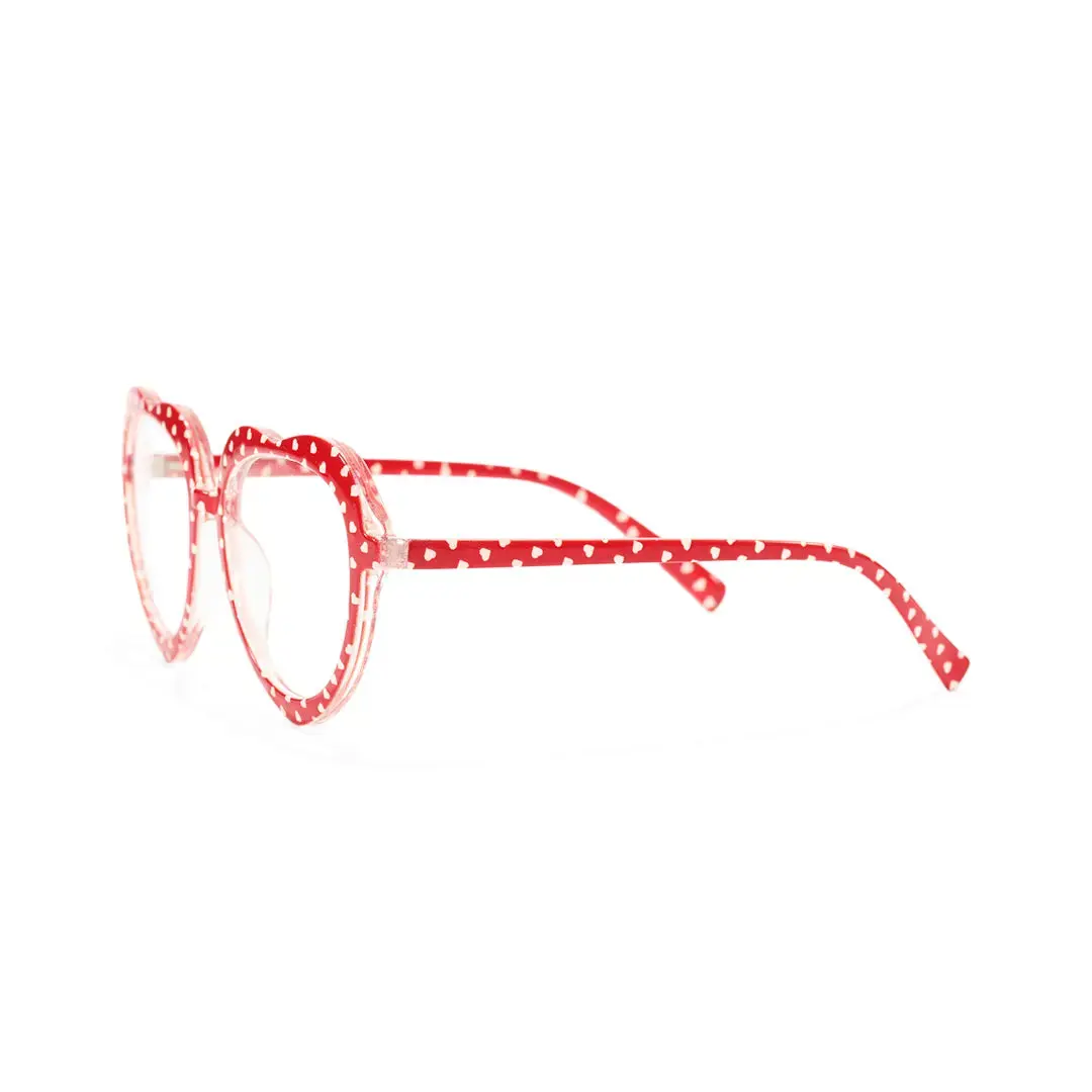 Side view of Susy heart tr90 eyeglasses UR0542506 in red
