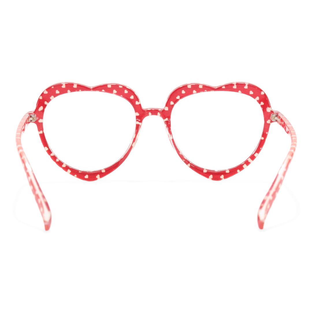 Back view of Susy vintage heart tr90 eyeglasses UR0542506 in red