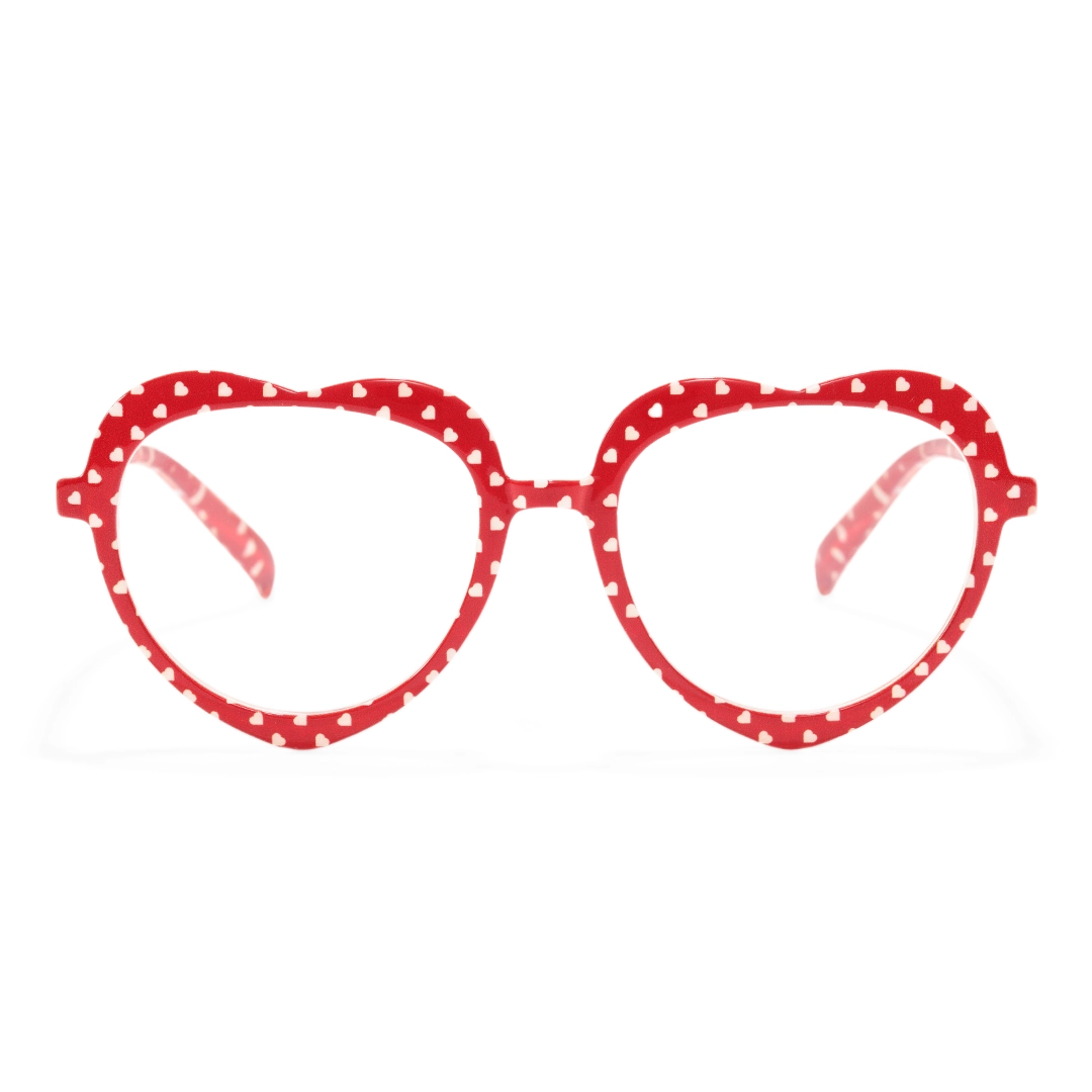 Front view of Susy vintage heart tr90 eyeglasses UR0542506 in red
