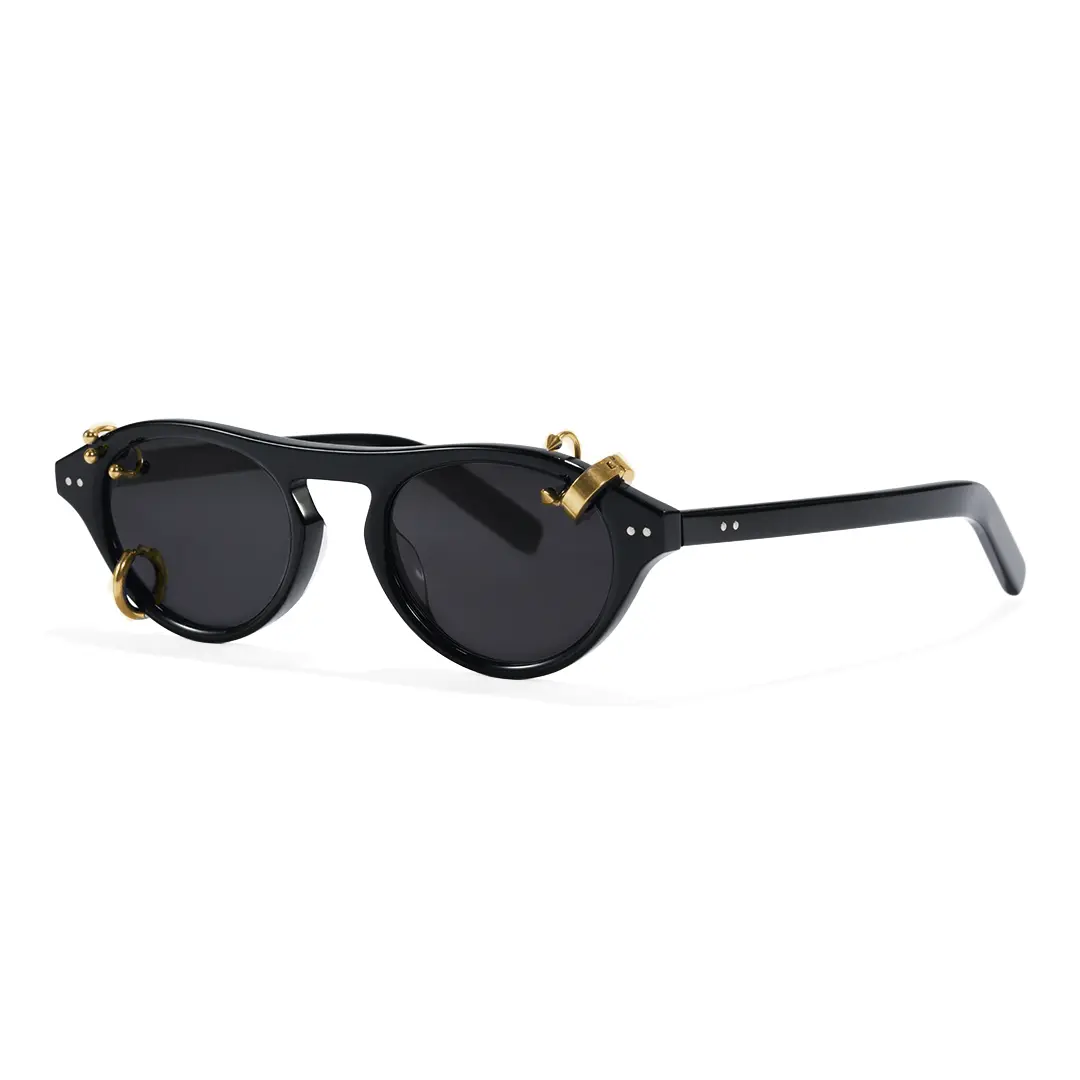 Angle view of Rook aviator acetate handcrafted polarized sunglasses AA0062604 in gold