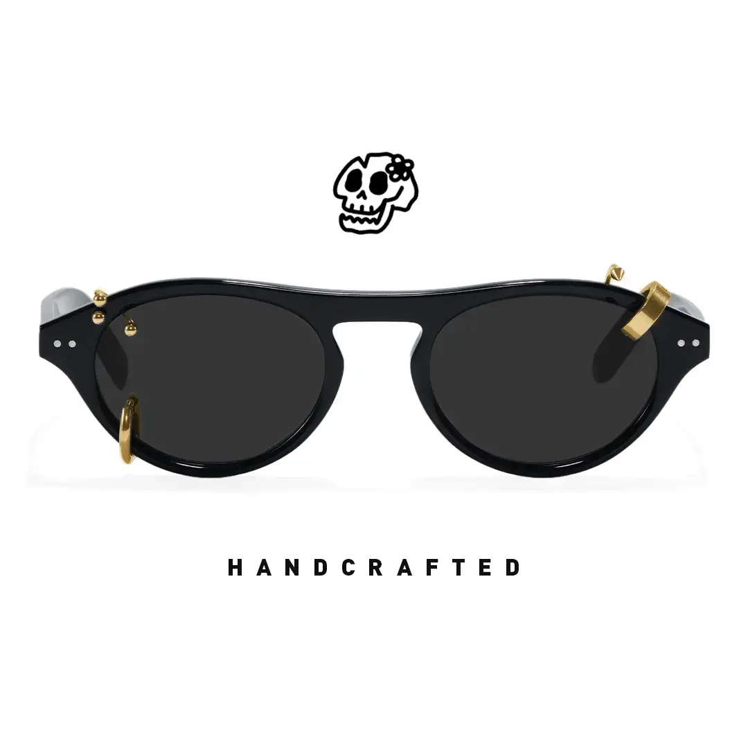 Front view of Rook y2k aviator acetate handcrafted polarized sunglasses AA0062604 in gold