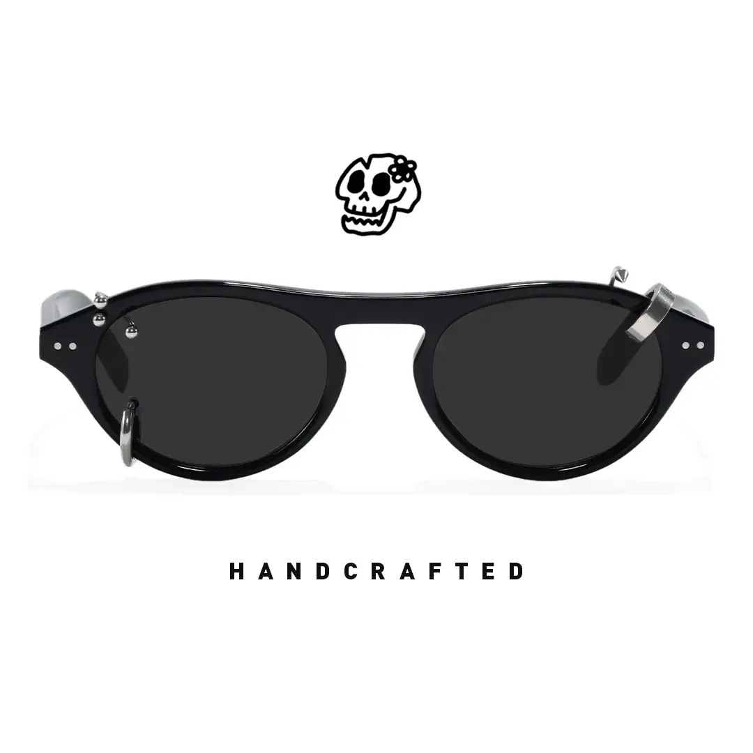 Front view of Rook y2k aviator acetate handcrafted polarized sunglasses AA0062604 in silver