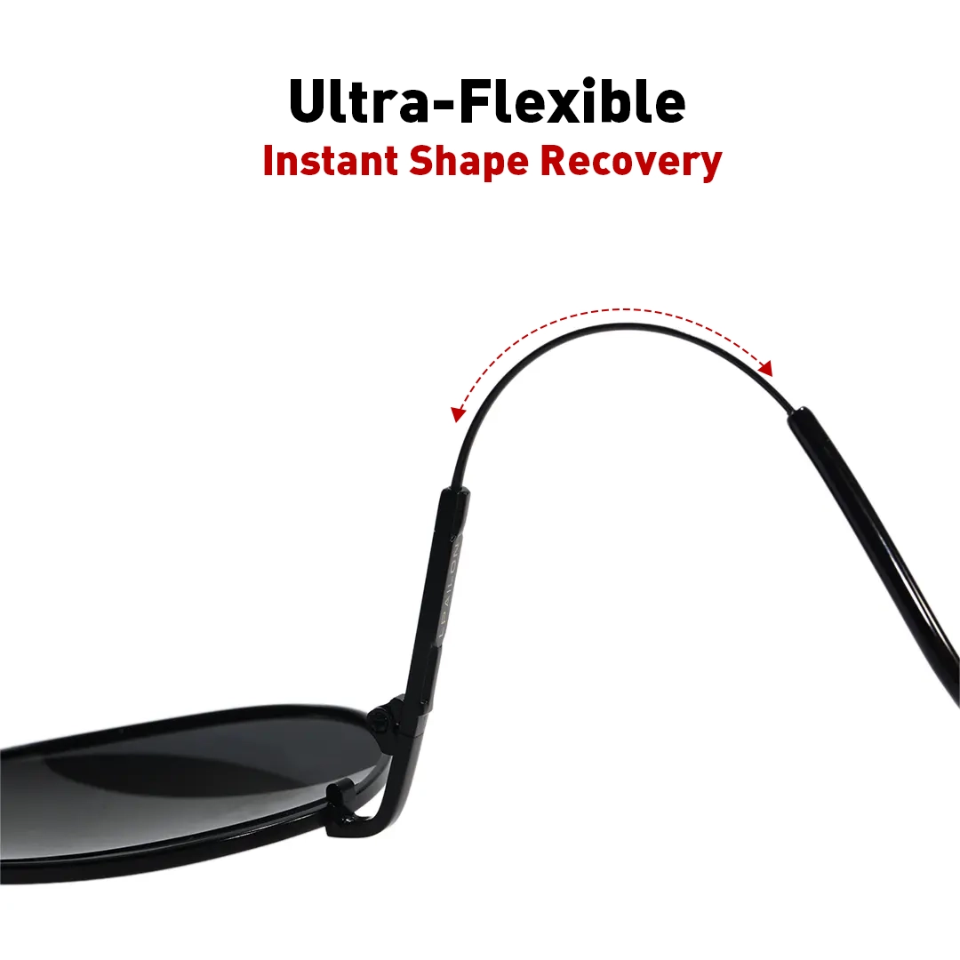 Temple detail of Winton aviator metal sunglasses AM0042603 in black