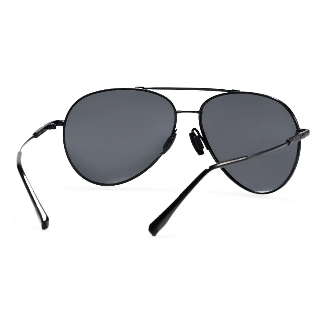 Back view of Winton vintage aviator metal sunglasses AM0042603 in black
