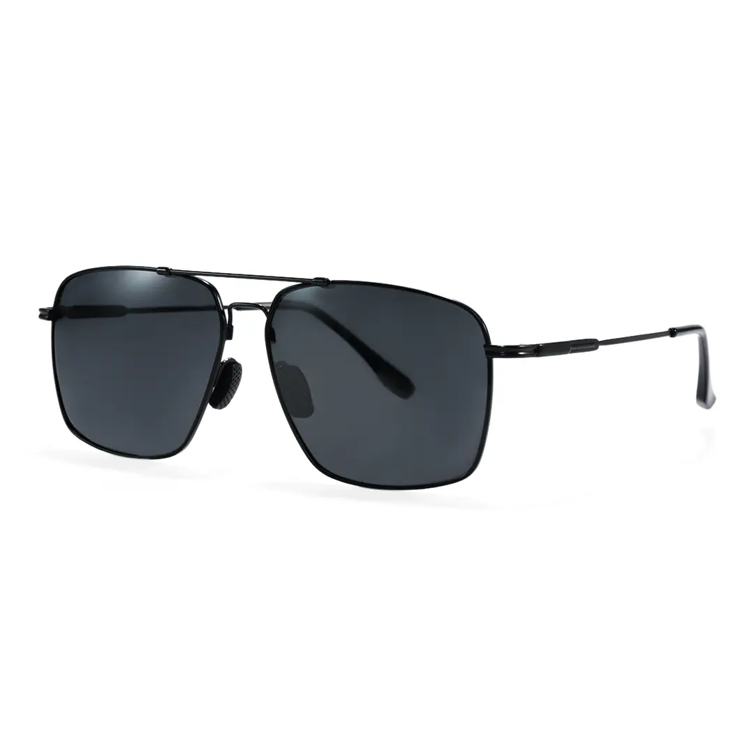 Angle view of Talon vintage aviator metal sunglasses in black. SPU: AM0052603