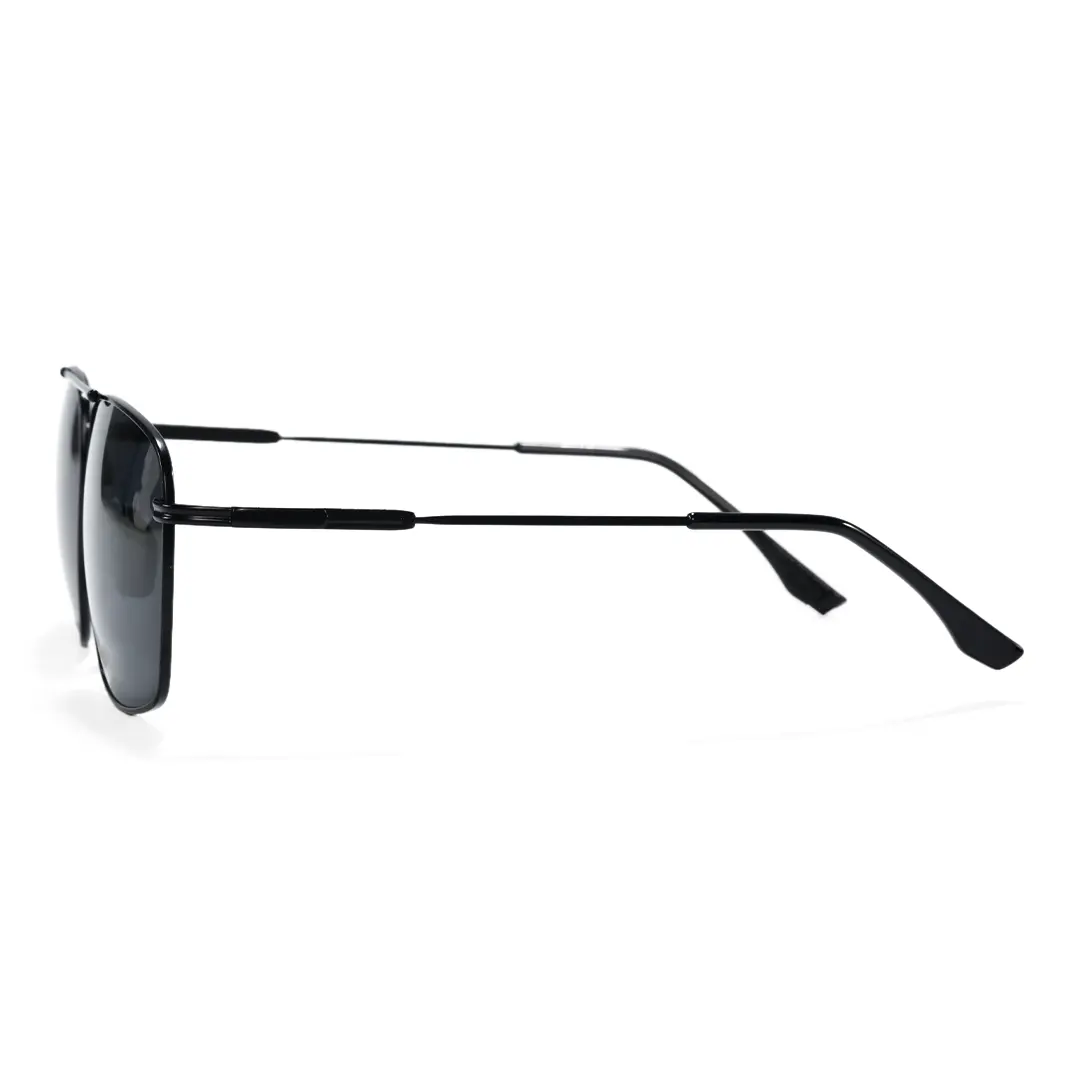 Side view of Talon vintage aviator metal sunglasses in black. SPU: AM0052603