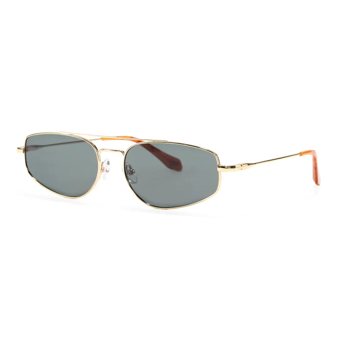 Angle view of Leonie fashion aviator metal sunglasses in gold. SPU: AM0082603