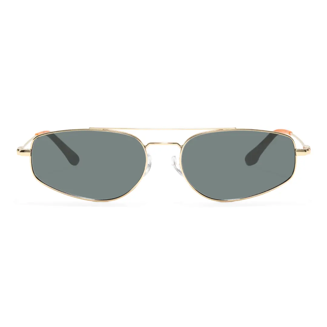 Front view of Leonie fashion aviator metal sunglasses in gold. SPU: AM0082603