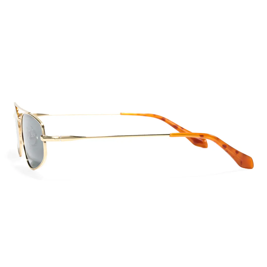 Side view of Leonie fashion aviator metal sunglasses in gold. SPU: AM0082603