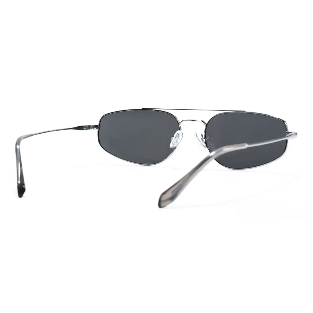 Back view of Leonie fashion aviator metal sunglasses in silver. SPU: AM0082603