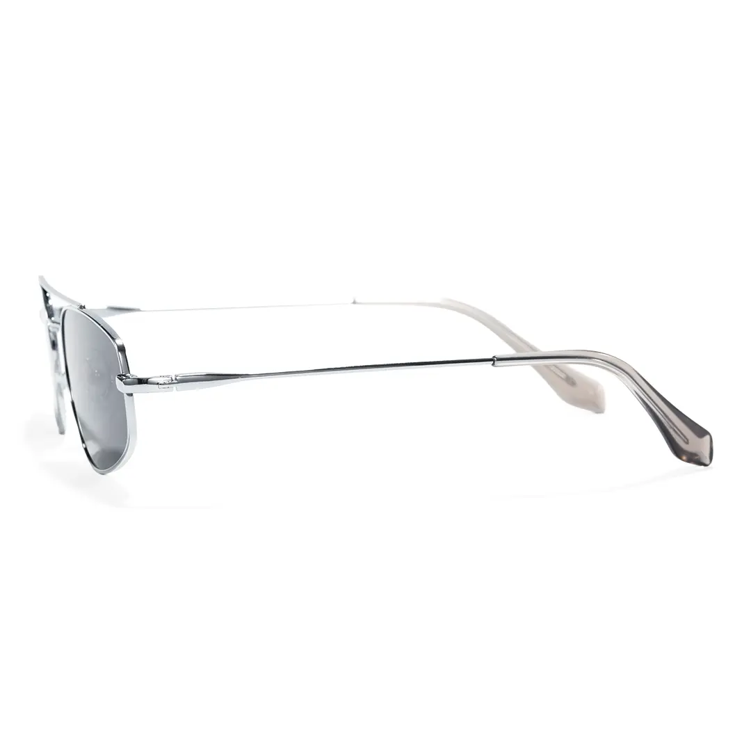 Side view of Leonie aviator metal sunglasses AM0082603 in silver