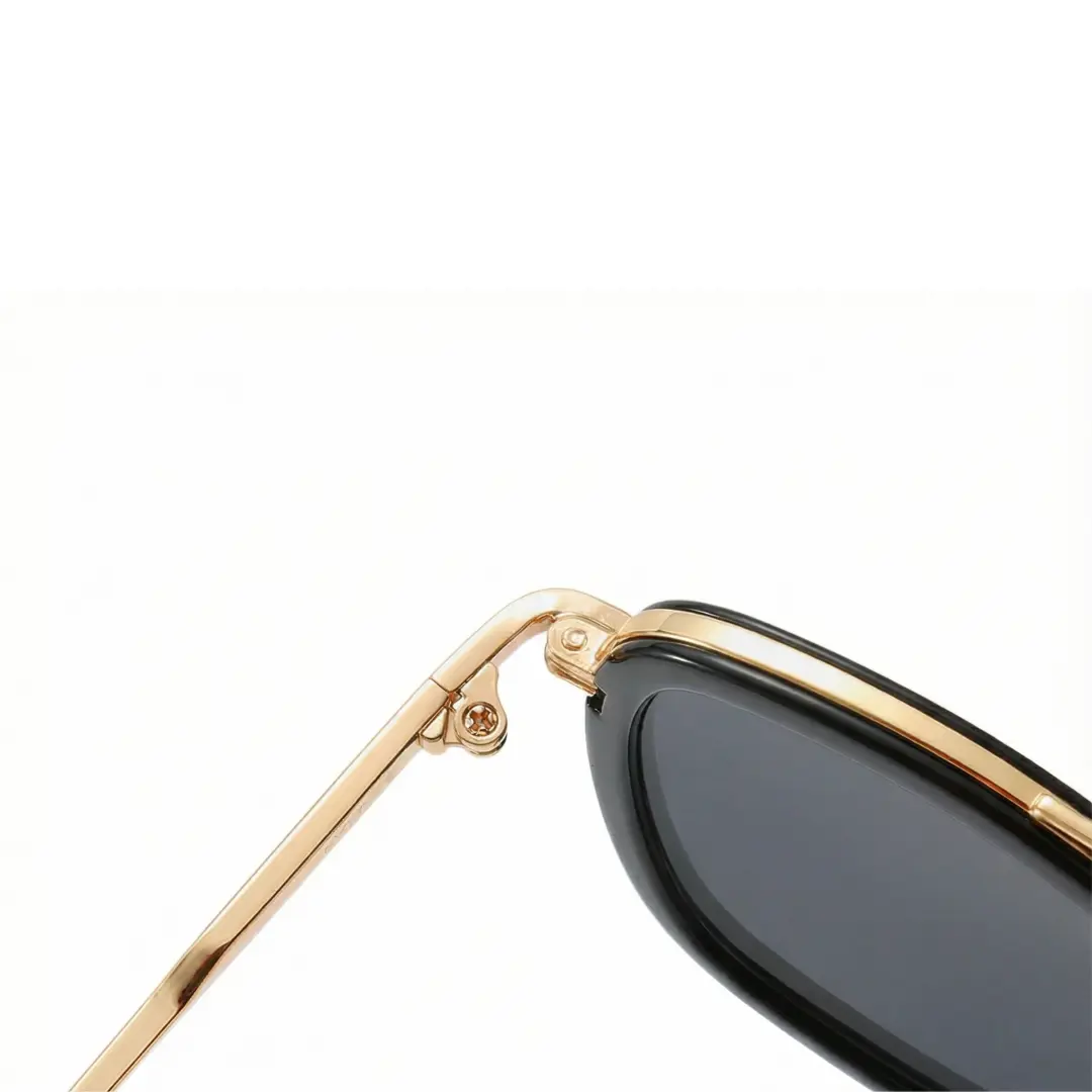 Spring hinge detail of Aziza fashion aviator metal sunglasses AM0182409 in gold