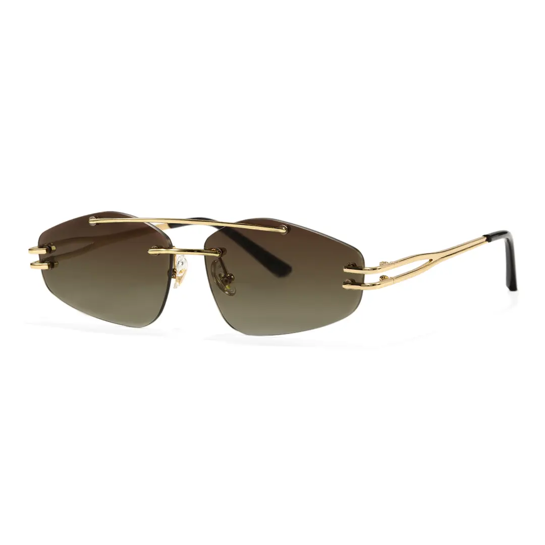 Angle view of Moss fashion aviator metal sunglasses AM0202604 in gold