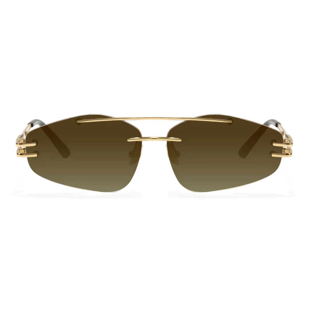Front view of Moss fashion aviator metal sunglasses AM0202604 in gold