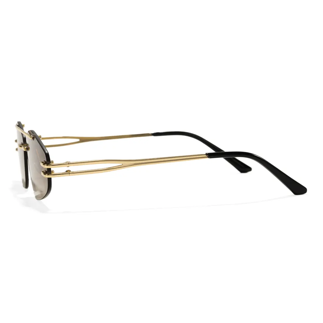 Side view of Moss fashion aviator metal sunglasses AM0202604 in gold