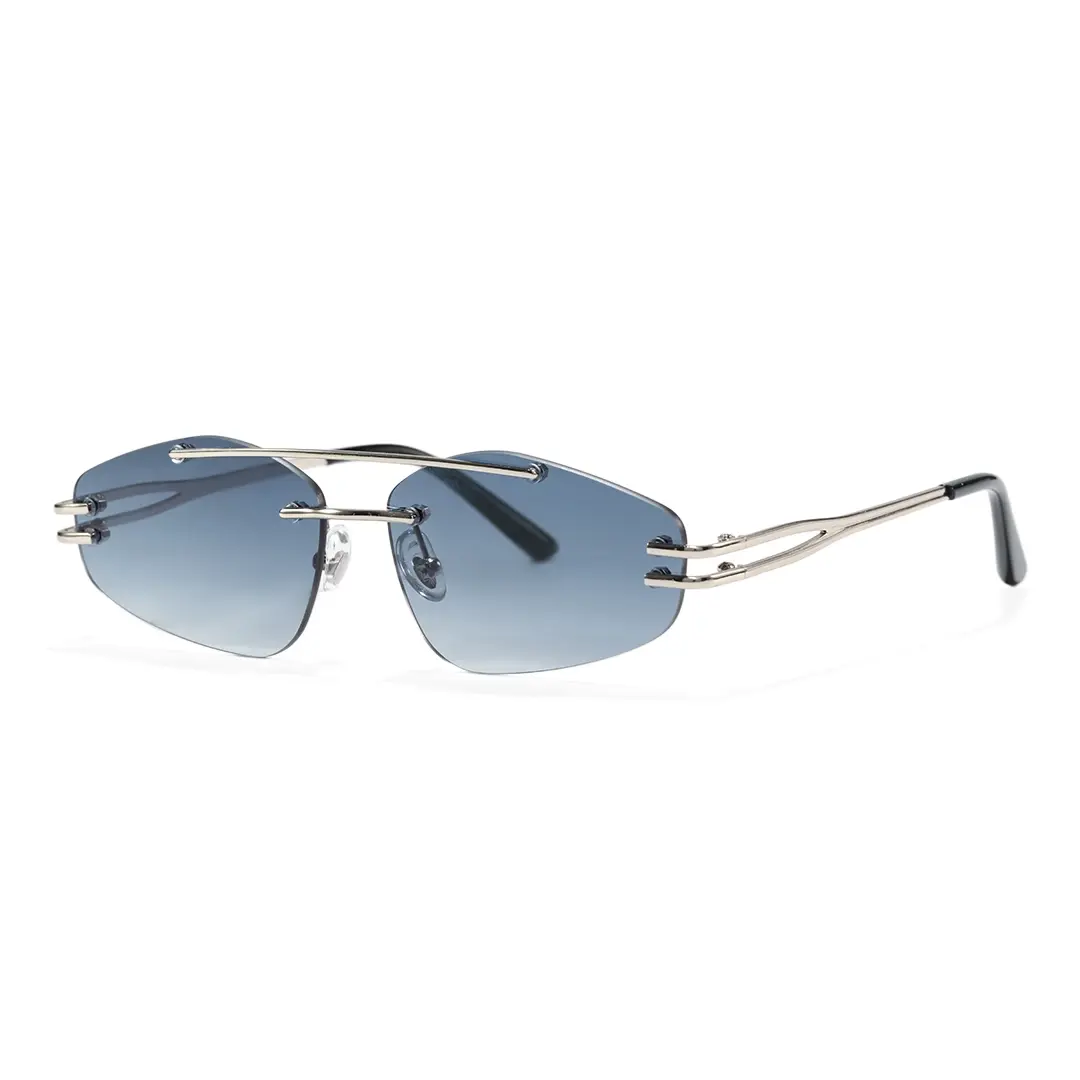 Angle view of Moss fashion aviator metal sunglasses AM0202604 in silver