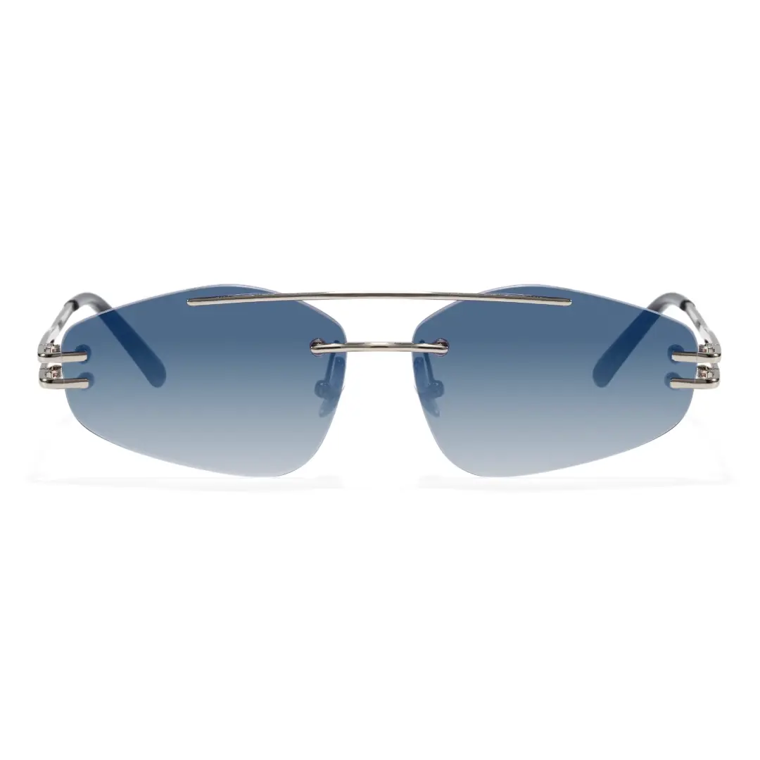 Front view of Moss fashion aviator metal sunglasses AM0202604 in silver