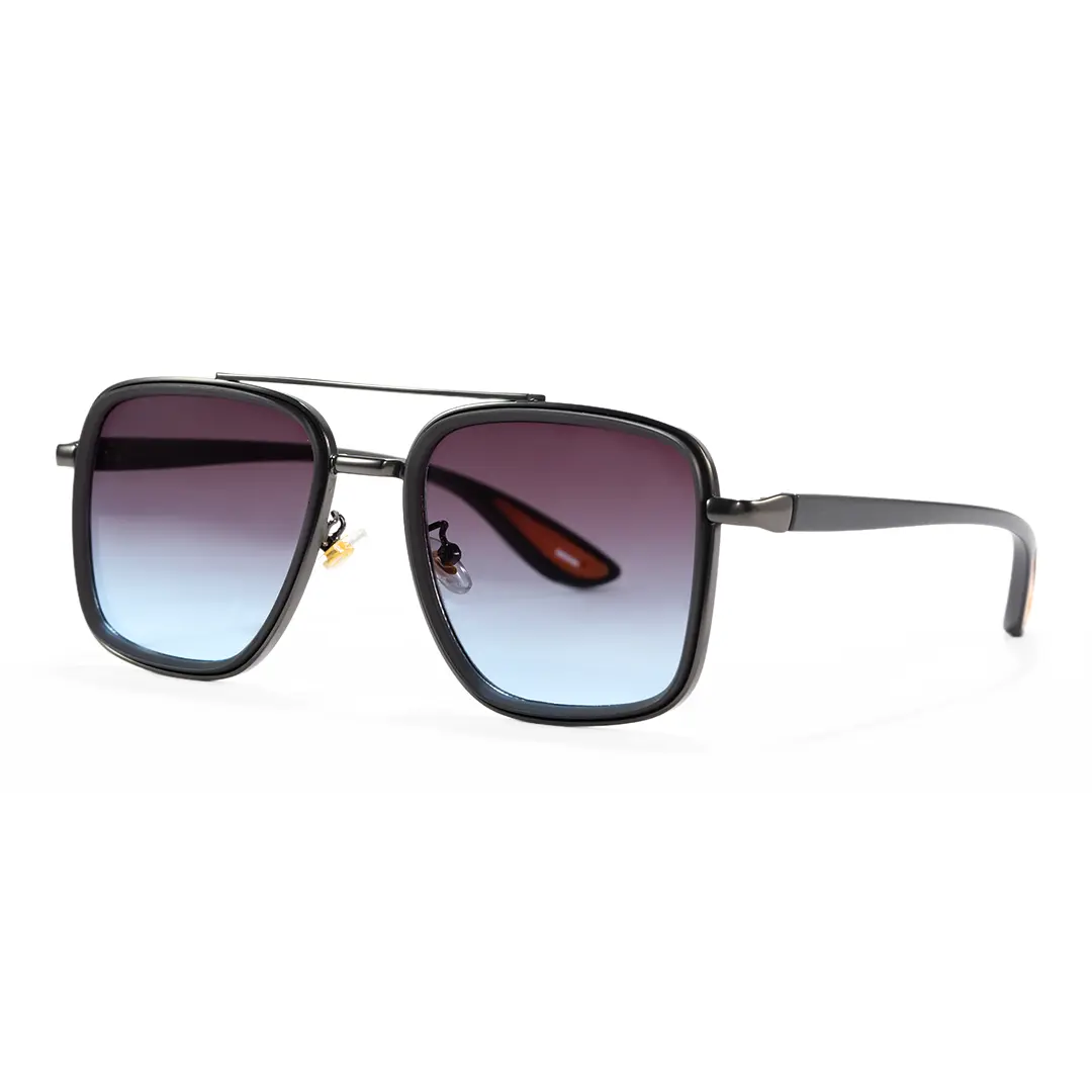 Angle view of Ronae vintage aviator metal sunglasses AM0242603 in gray