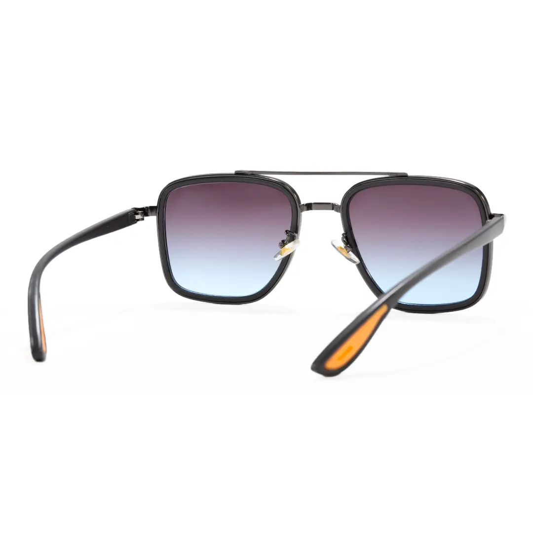Back view of Ronae vintage aviator metal sunglasses AM0242603 in gray