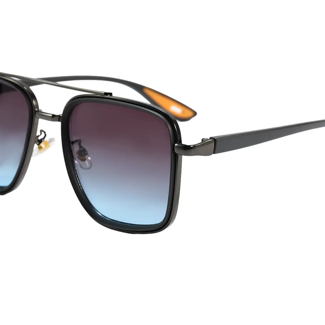 End piece detail of Ronae vintage aviator metal sunglasses AM0242603 in gray