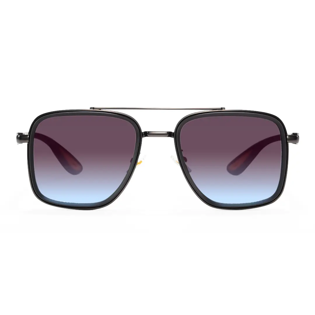 Front view of Ronae vintage aviator metal sunglasses AM0242603 in gray
