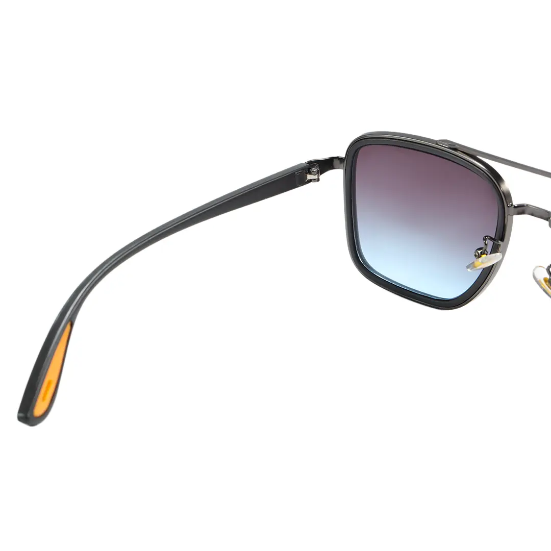 Hinge detail of Ronae vintage aviator metal sunglasses AM0242603 in gray