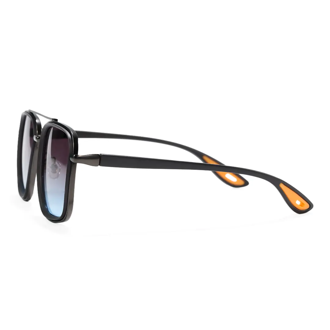 Side view of Ronae vintage aviator metal sunglasses AM0242603 in gray