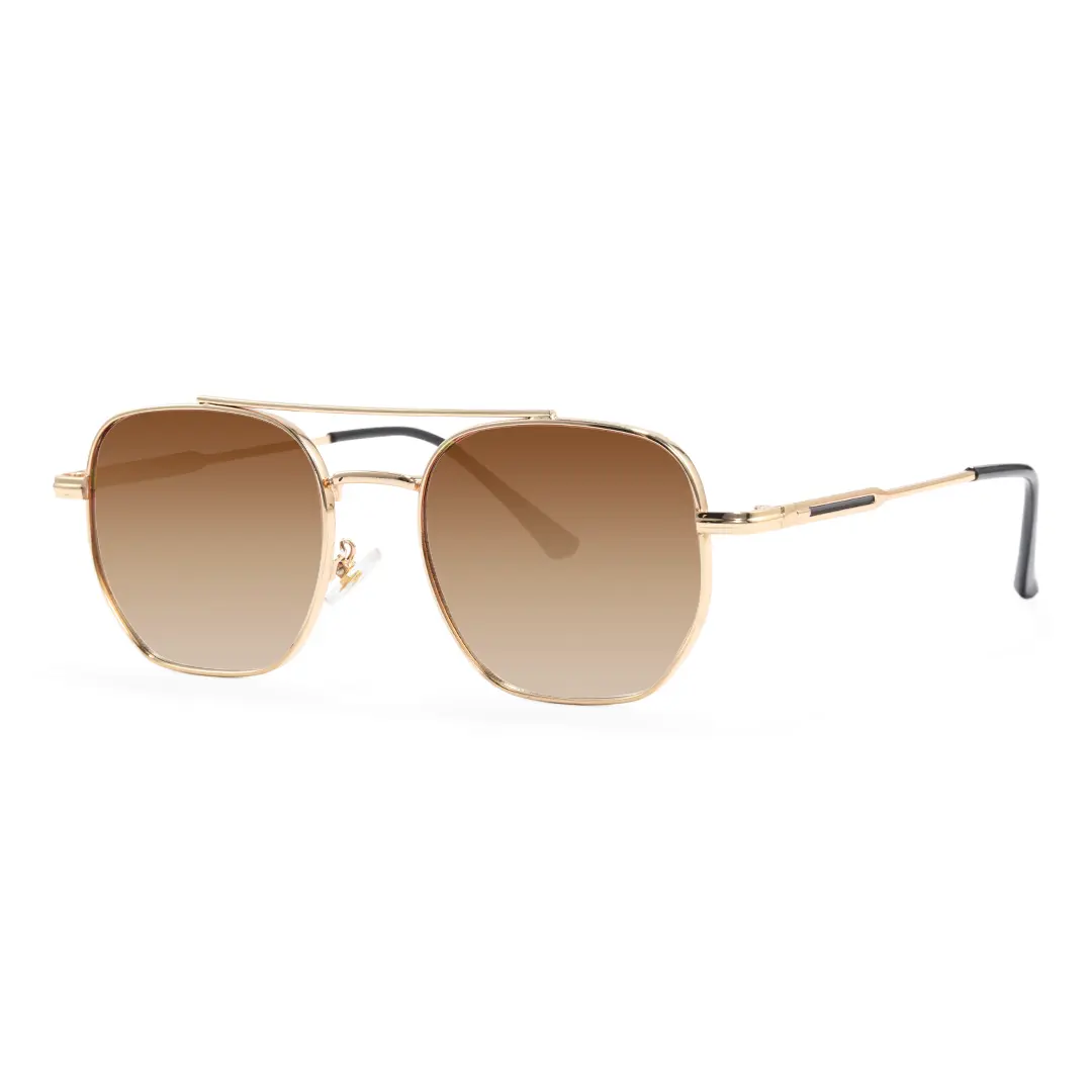 Angle view of Gra aviator metal sunglasses AM0302505 in brown