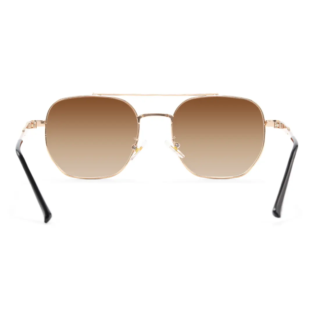 Back view of Gra aviator metal sunglasses AM0302505 in brown