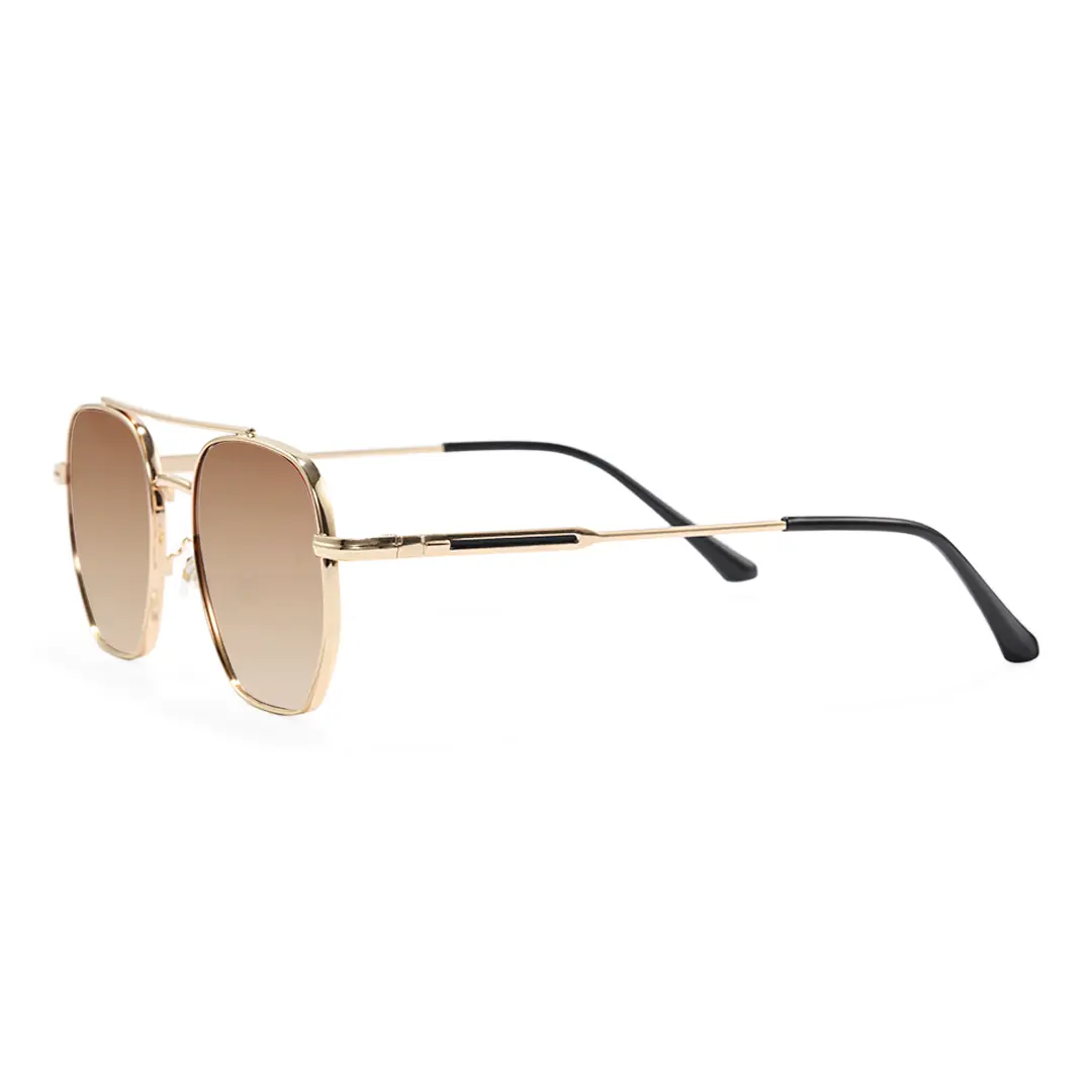 Side view of Gra aviator metal sunglasses AM0302505 in brown
