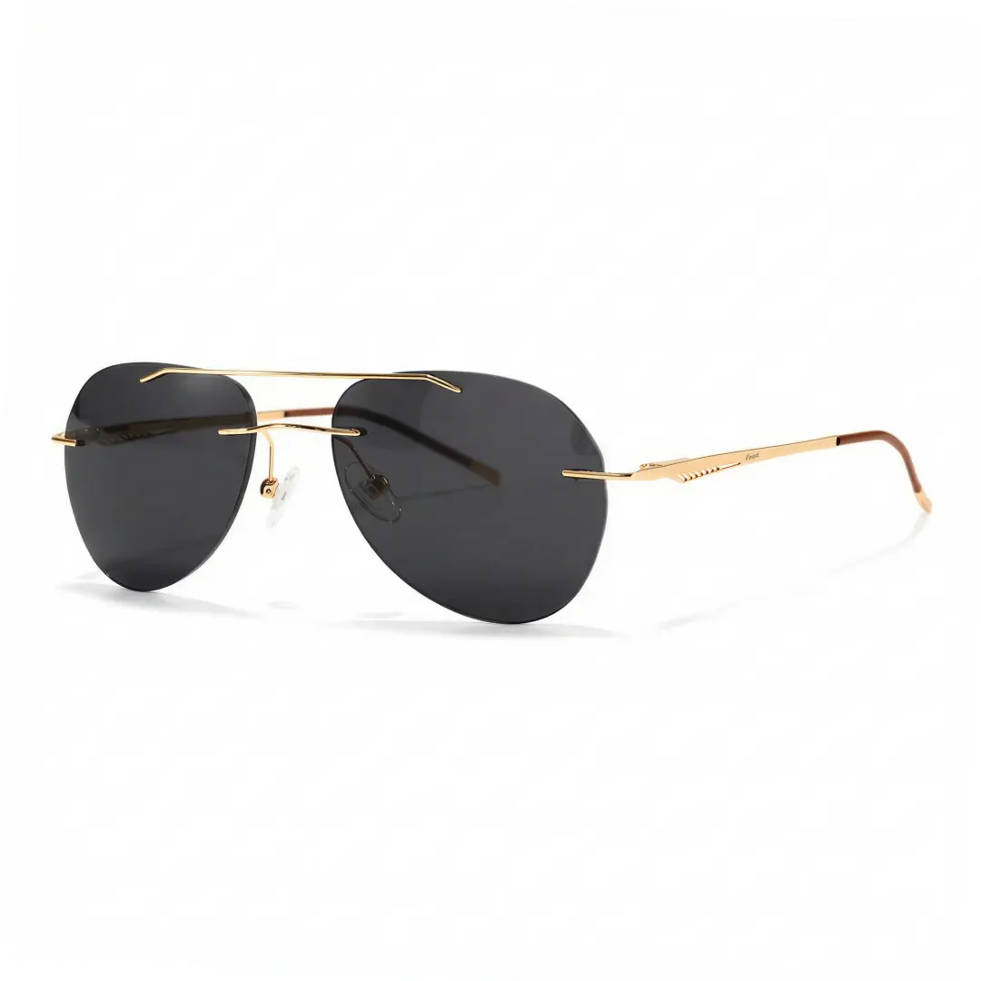Angle view of View aviator metal sunglasses AM0492506S in gold