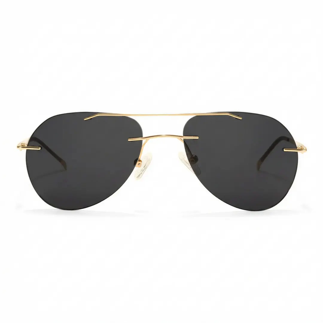 Front view of View aviator metal sunglasses AM0492506S in gold
