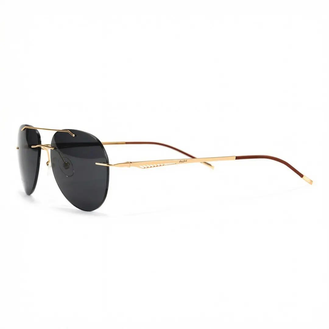 Side view of View aviator metal sunglasses AM0492506S in gold