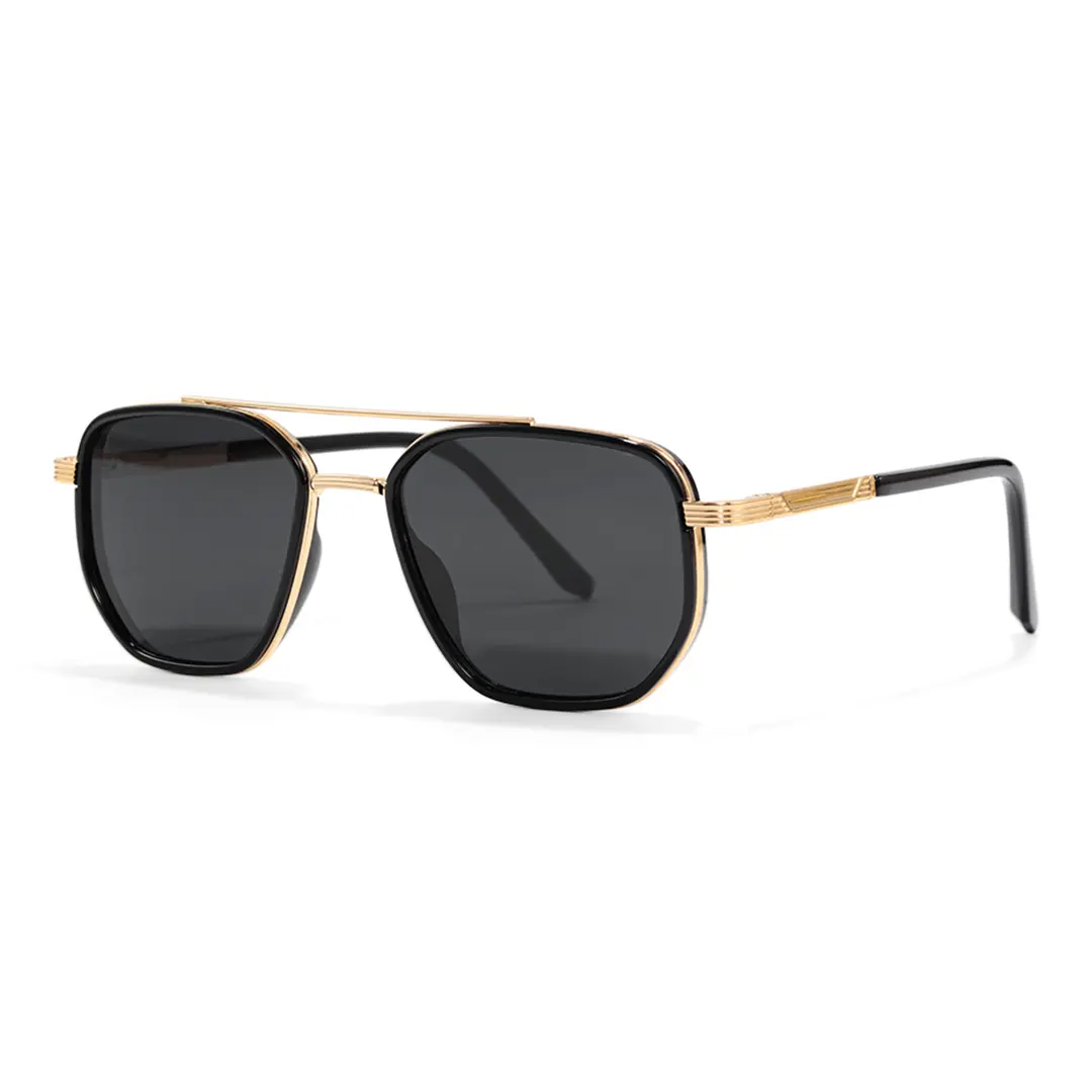 Angle view of Mea aviator metal sunglasses AM0622505 in gold