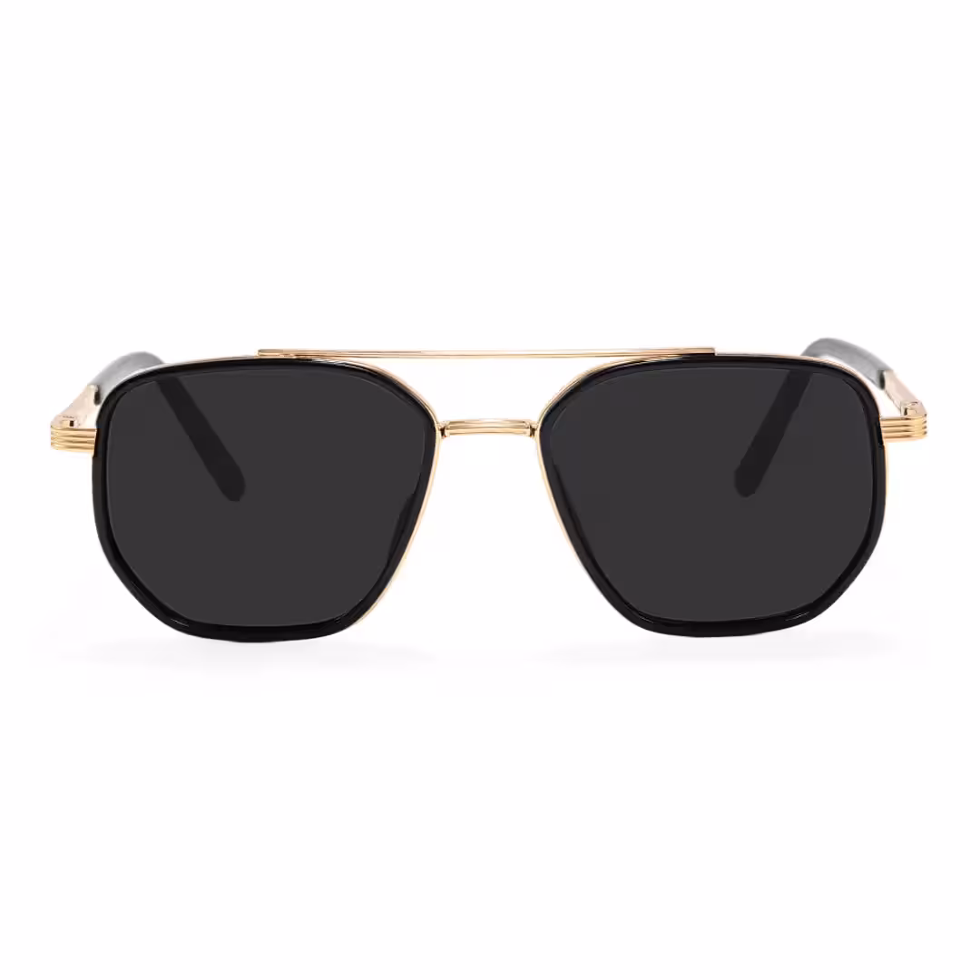 Front view of Mea aviator metal sunglasses AM0622505 in gold