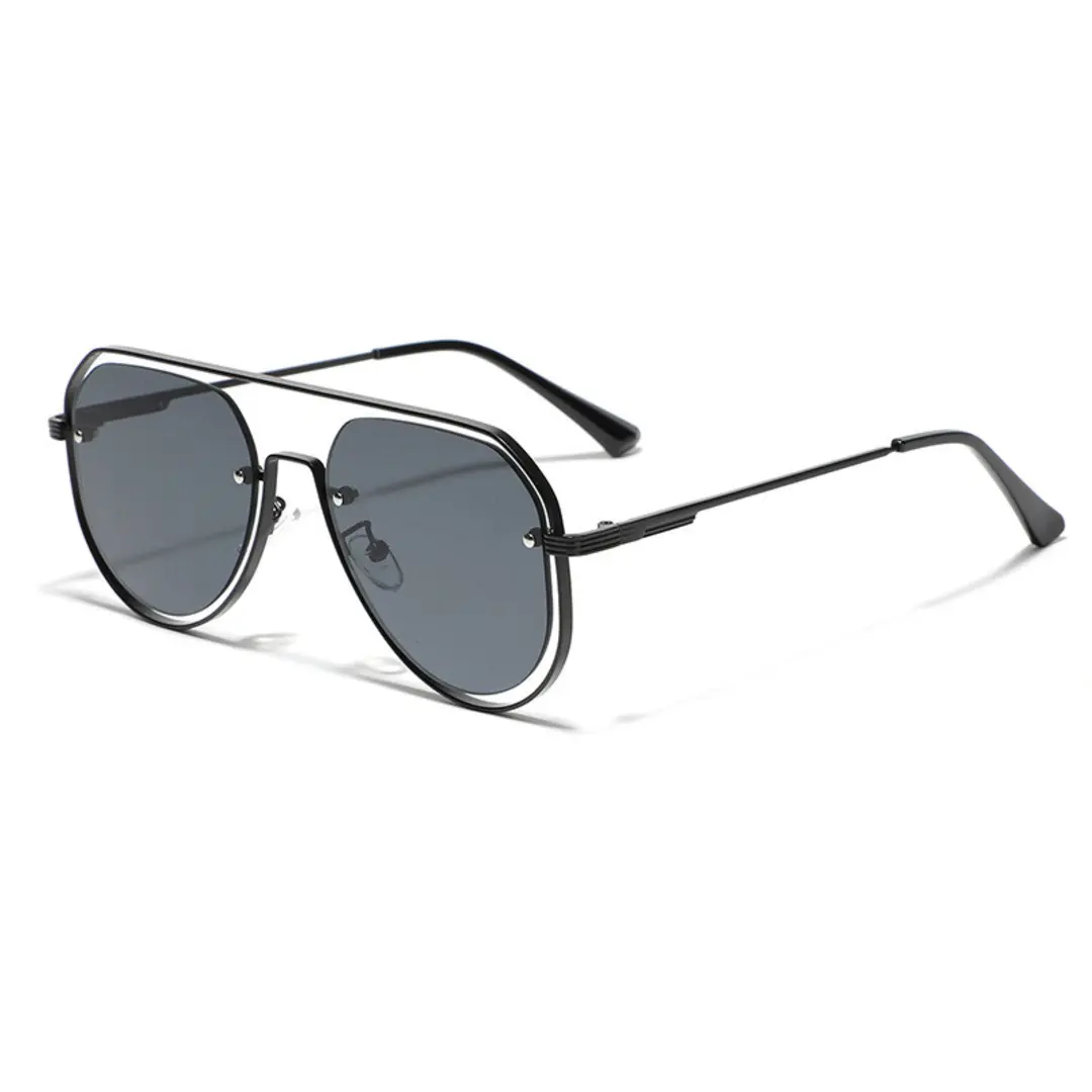 Angle view of Damla vintage aviator metal sunglasses AP0022505 in grey