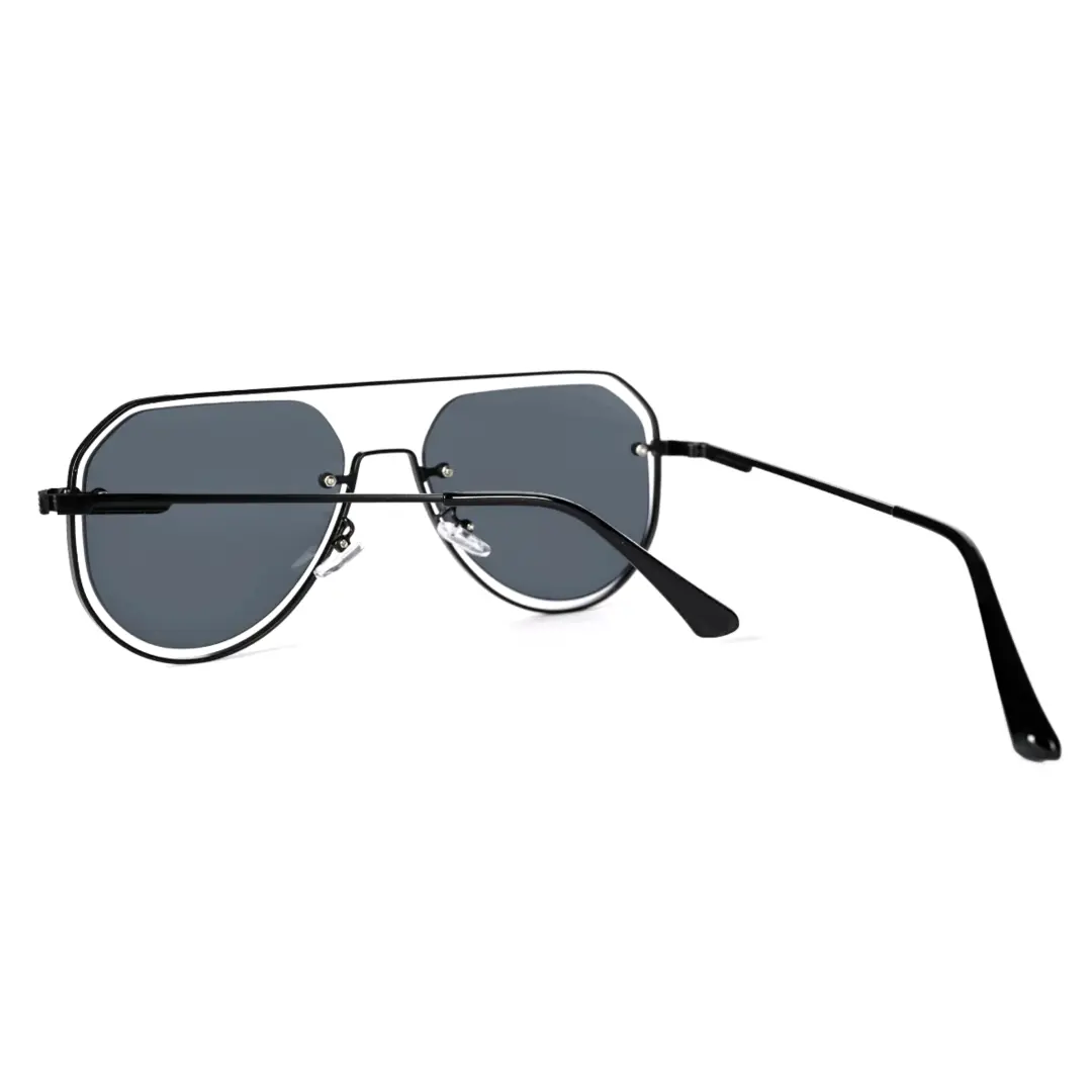 Back view of Damla vintage aviator metal sunglasses AP0022505 in grey