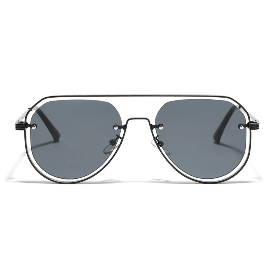 Front view of Damla vintage aviator metal sunglasses AP0022505 in grey