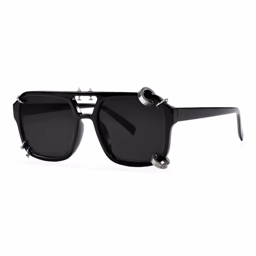 Angle view of Punkd aviator pc handcrafted polarized sunglasses AP0052511 in black