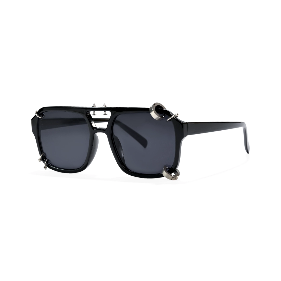 Angle view of Punkd aviator pc handcrafted polarized sunglasses AP0052511 in black