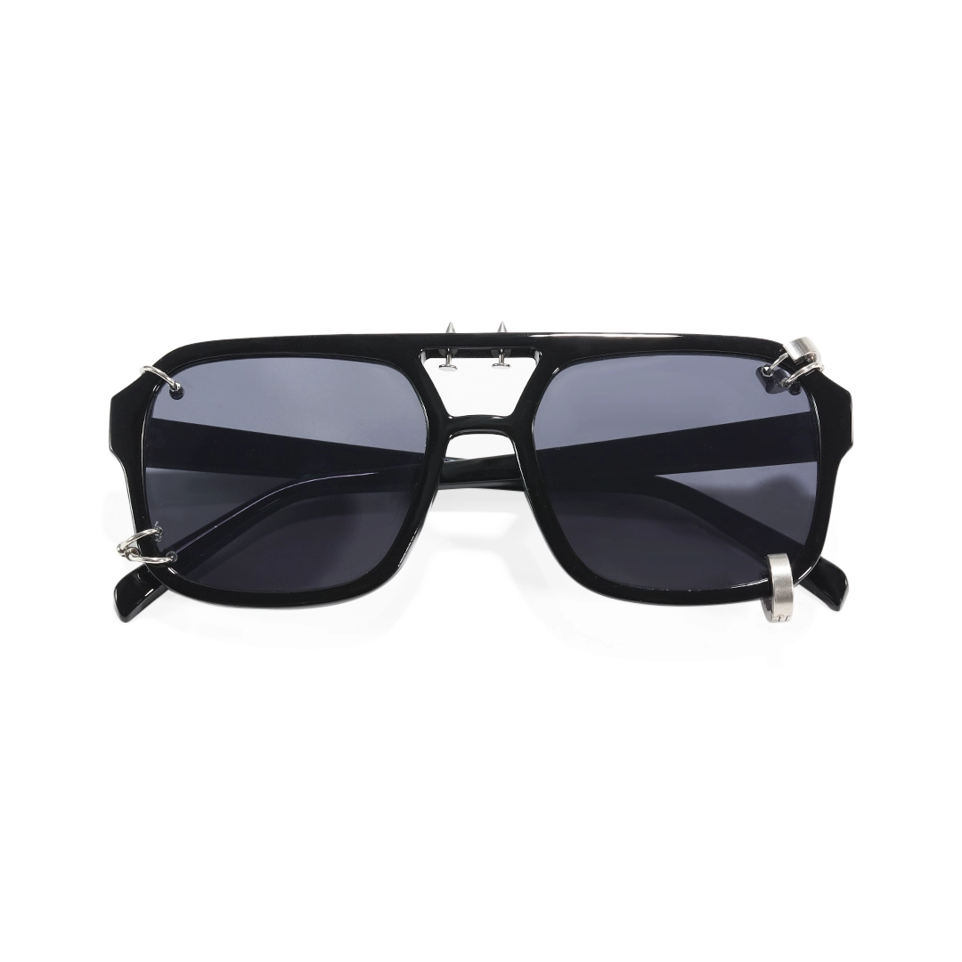 Front folded view of Punkd aviator pc handcrafted polarized sunglasses AP0052511 in black