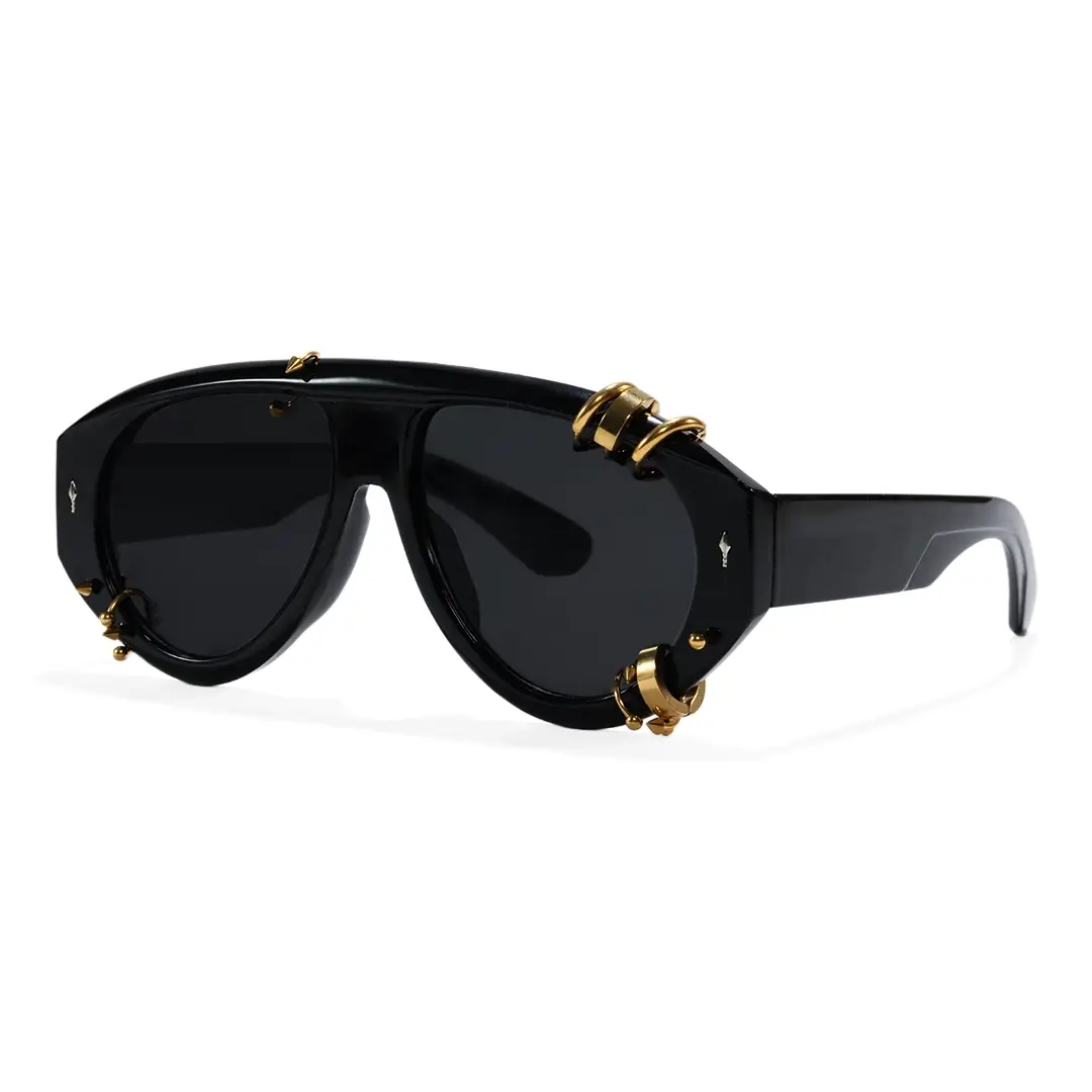 Angle view of Wisp aviator pc handcrafted polarized sunglasses AP0082604 in gold